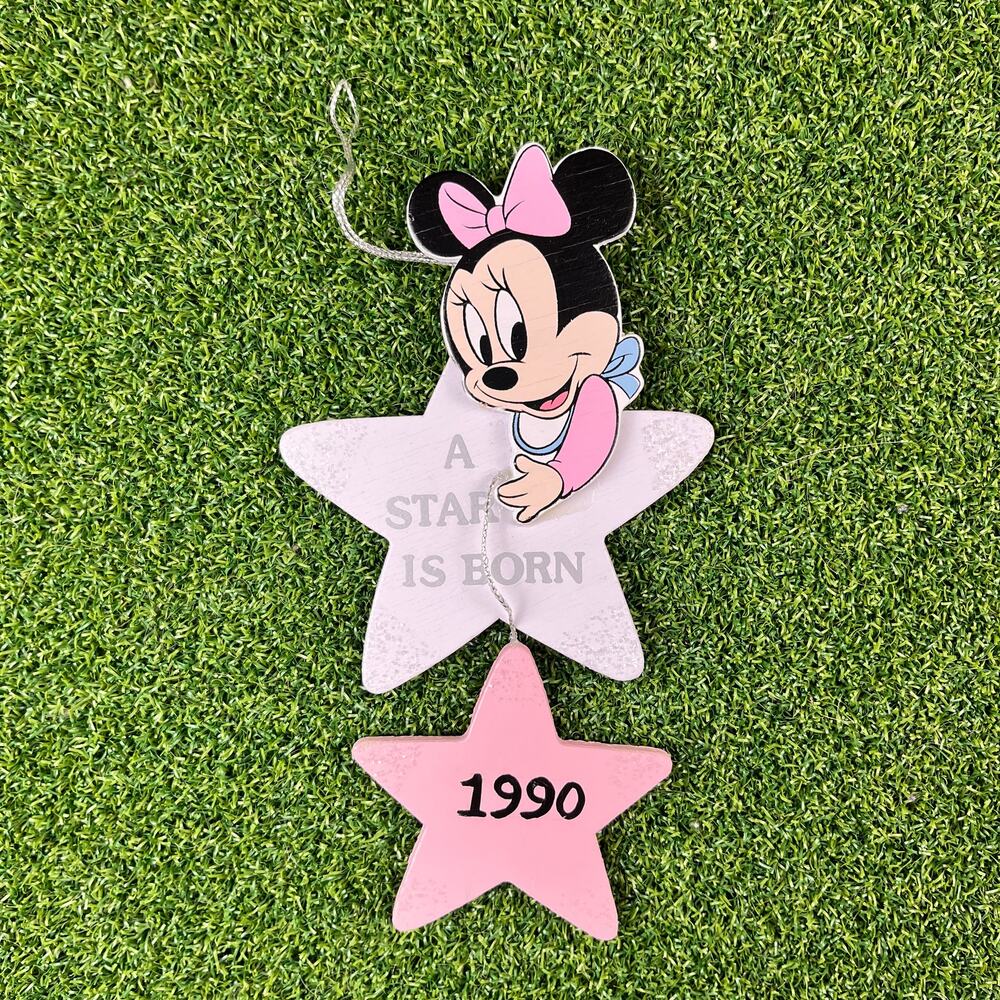Vintage 1990 Walt Disney Company Wooden Minnie Mouse A Star Is Born Ornament